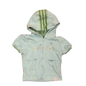 Adidas Short Sleeved Zip Up Hoodie, Light Blue 4T